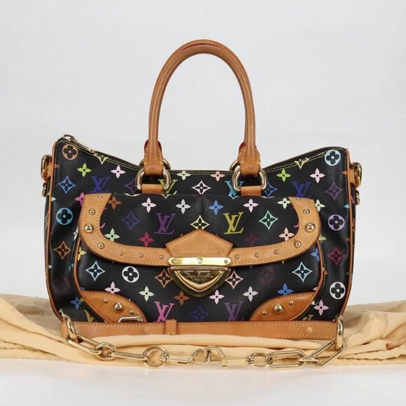 LOUIS VUITTON Monogram Multicolor Rita Tote Bag Black M40126 LV Auth 121294V - Picture 14 of 16